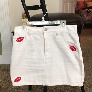Forever 21 White Skirt with Red Lip Marks